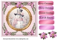Pink Christmas snowman card front 1