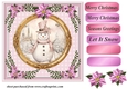Pink Christmas snowman card front 2