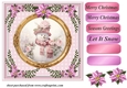 Pink Christmas snowman card front 3
