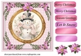 Pink Christmas snowman card front 4
