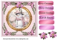 Pink Christmas snowman card front 5