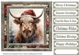 Highland cow in Santa hat card front 1