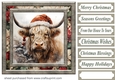 Highland cow in Santa hat card front 2