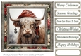 Highland cow in Santa hat card front 3