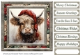 Highland cow in Santa hat card front 5
