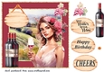 Female vineyard Birthday card front 1