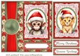 Poinsettia Christmas animal card front 4