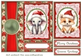 Poinsettia Christmas animal card front 7