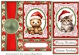 Poinsettia Christmas animal card front 9
