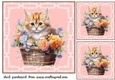 3 Floral cat in basket card front/toppers 3