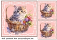 3 Floral cat in basket card front/toppers 5