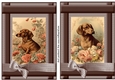 2 Vintage floral Dachshund card fronts 6