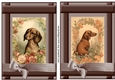 2 Vintage floral Dachshund card fronts 8