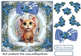 Kitty in a Christmas tangle card front 1