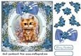 Kitty in a Christmas tangle card front 2