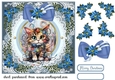 Kitty in a Christmas tangle card front 8