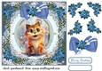 Kitty in a Christmas tangle card front 9