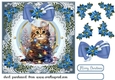 Kitty in a Christmas tangle card front 10
