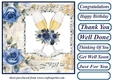 Blue rose champagne glass card front 2