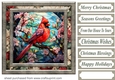 Stained glass Christmas cardinals card front 3