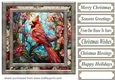 Stained glass Christmas cardinals card front 4
