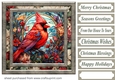Stained glass Christmas cardinals card front 5