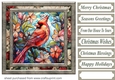 Stained glass Christmas cardinals card front 6