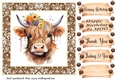Brown framed Highland cow card front 1