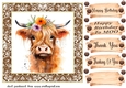 Brown framed Highland cow card front 3