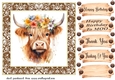 Brown framed Highland cow card front 5