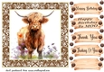 Brown framed Highland cow card front 6