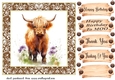 Brown framed Highland cow card front 7