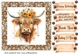 Brown framed Highland cow card front 10