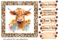 Brown framed Highland cow card front 11