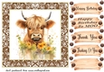 Brown framed Highland cow card front 12