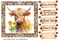 Brown framed Highland cow card front 13