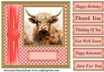 Orange polka dot Highland cow card front 5