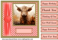 Orange polka dot Highland cow card front 9