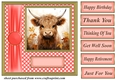 Orange polka dot Highland cow card front 12