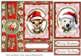 Poinsettia Christmas animals card front 1