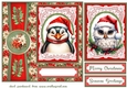 Poinsettia Christmas animals card front 2