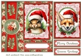 Poinsettia Christmas animals card front 3