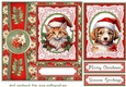 Poinsettia Christmas animals card front 4