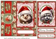 Poinsettia Christmas animals card front 5