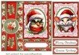 Poinsettia Christmas animals card front 6