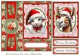 Poinsettia Christmas animals card front 8