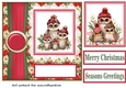 Poinsettia Christmas owl family card front 1