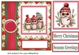 Poinsettia Christmas owl family card front 2