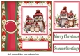 Poinsettia Christmas owl family card front 3