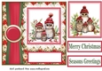 Poinsettia Christmas owl family card front 4